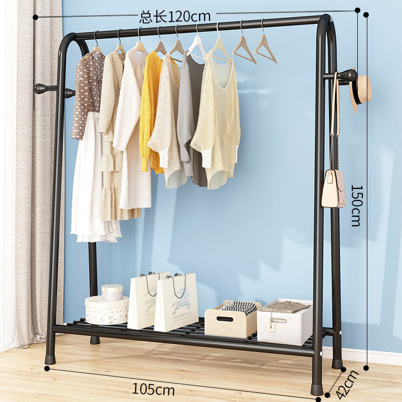 120CM - สีดำ [ตะขอแขวนเสื้อผ้าตาข่ายชั้นเดียว]