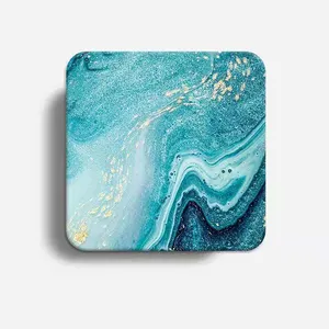 Blue Ocean Coasters For Drinks Absorbent 4Pcs Modern Abstract Ceramic Coaster