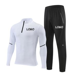 Pakaian Olahraga Pria Logo Kustom Poliester Lengan Panjang Seperempat Ritsleting Celana 2 Potong Set Pakaian Joging Grosir - Product Image 4