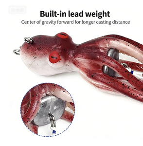 Appât souple TPE, tête plombée, <span class=keywords><strong>pieuvre</strong></span> UV, pêche en mer, eau salée, avec hameçons, en boîte, appât artificiel - Product Image 2