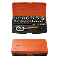 Jeu de clés à douilles combinées pour réparation automobile de 1/4 pouce, 25 pièces, en acier au carbone, emballage en coffret rigide, OEM pour usage en jardinage