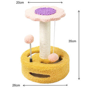 Fabrika toptan OEM özel lüks ahşap kedi ağacı kule aksesuarları yuva çiçek kedi ağacı interaktif oyuncak küçük tırmalama sütunu - Product Image 6