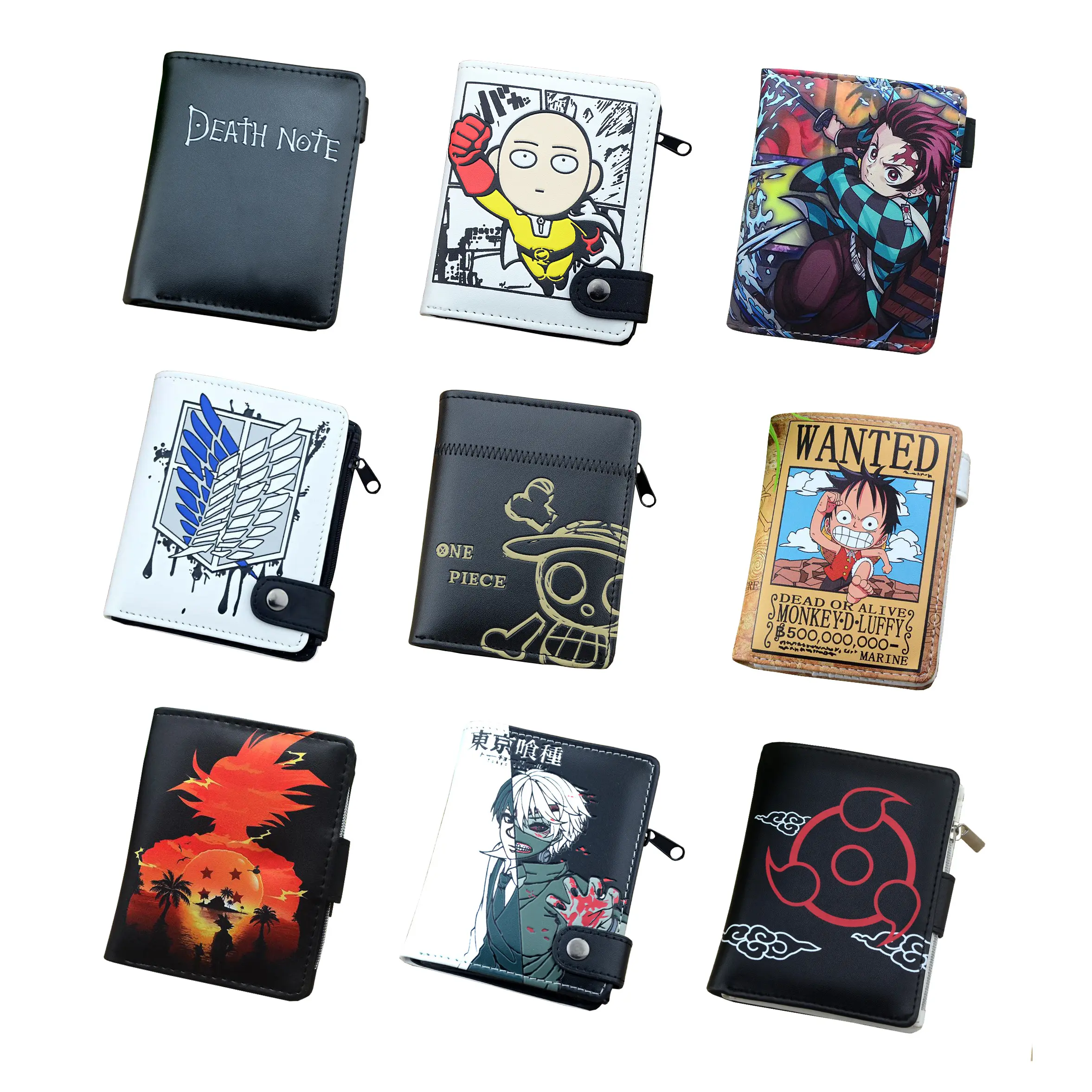 100 Styles 11,8*9cm PU Leder ID-Karten halter Short Purse Cartoon Anime Wallets mit Reiß verschluss