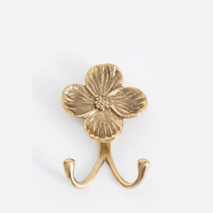Vintage Brass Flower Wall <b>Hook</b> Double Coat Hanger Decorative Metal <b>Hook</b> for Cloaks and Bags - Product Image 1