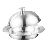 ZHONGZHI Chaozhou 304 Edelstahl Lebensmittelechter Breitrandiger Multifunktionaler Eleganter Dampfgarer mit Deckel und Dampfschale für den Haushalt