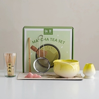 Ensemble de 7 pièces pour cérémonie du thé Matcha, comprenant un bol et un chapeau en forme de pétale de fleur, pour décoration intérieure, salon de thé, hôtel, restaurant