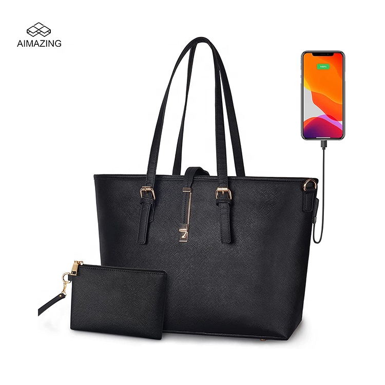 Сумка-тоут из искусственной кожи с USB-портом для ноутбука