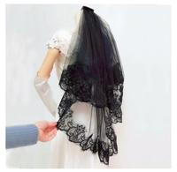 Voile de mariée noir punk de haute qualité en gros pour fête de mariage
