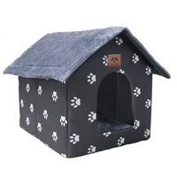 Opvouwbare Winter Warme Kat Huis Kleine Hond Bed Zwerfkatten Onderdak Gezellige Huisdier Grot Voor Buiten Binnen Met Afneembaar Zacht Kussen