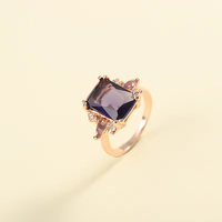 Bagues en alliage plaqué argent ZhuQian avec zircon violet mystérieux incrusté, pour femmes, délicates, pour fêtes, mariages, romantiques, vente en gros