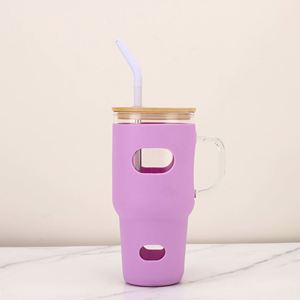 Taza de Vidrio para Vehículo de 32 oz con Asa y Funda de Silicona para Café, Ideal para Viajes Diarios - Product Image 5