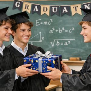 Graduation Wrapping <b>Paper</b> <b>Roll</b> <b>Blue</b> Gold 17 Inch X 16.5 Feet Single Side Gift Wrap For Graduation Occasion - Product Image 4