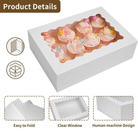 Cuisson personnalisée Donut Pain Tarte Pâtisserie Carton Rectangle Blanc Impression Cupcake Boîte et Emballage Blanc