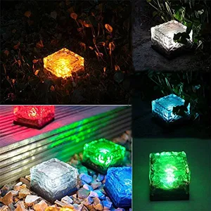 LED Solar Garden Light Outdoor Solar Brick Ice Block Waterproof Landscape Lighting for Passage Courtyard Lawn Decor Night Lights