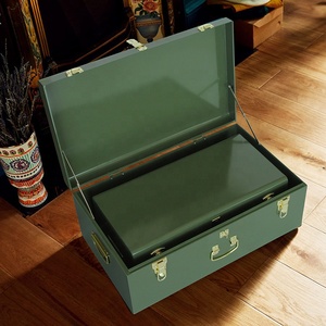 Tronco de almacenamiento verde de Navidad Tronco de metal con accesorios de bloqueo dorado claro Tronco de recuerdo - Product Image 4