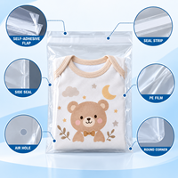 Sacs d'emballage transparents personnalisés en PE autocollants pour vêtements de bébé, pour boutiques de détail, e-commerce et vente en gros