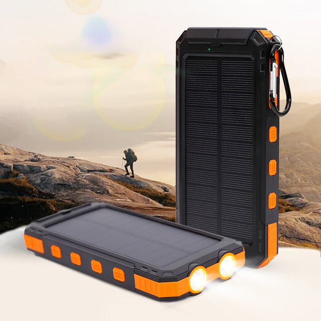 10000mAh Dual USB Waterproof Outdoor Solar Travel Camping Portable Solar Powered Mobile Phone Consumer Electronics Power Bank
