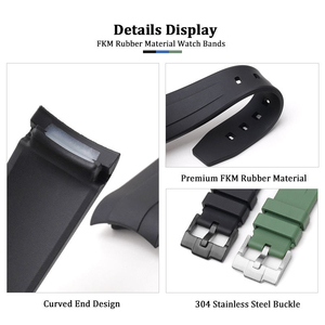 Correa de Reloj de Caucho FKM OEM de 20 mm con Extremos Curvos para Relojes Rolex Daytona, Water Ghost, GMT y <span class=keywords><strong>Submariner</strong></span> - Product Image 3