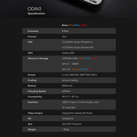 Console de jeu portable AYN ODIN3 Android 15 Wi-Fi 7+BT 6.0 Écran tactile incurvé de 6 pouces Lecteur multimédia portable