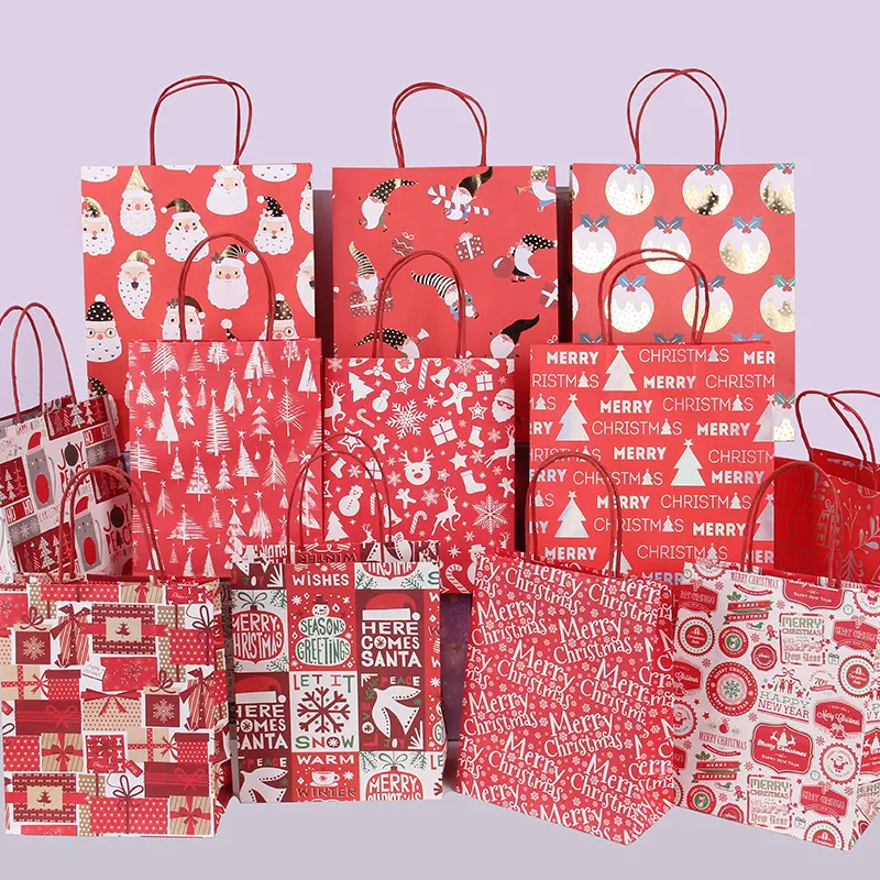 Новогодняя Рождественская сумка, Рождественская сумка-тоут, Подарочная красная классическая сумка для покупок