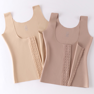 공장 아울렛 M-XL 3 색 전면 폐쇄 후크 탱크 탑 여성 와이드 어깨 스트랩 배꼽 제어 조끼 슬리밍 코르셋 - Product Image 2