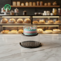 Boîtes à gâteaux biodégradables avec couvercle transparent rond et base noire