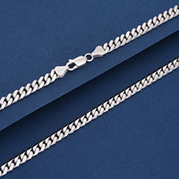 Cadena de Plata de Ley 925 Estilo Cubano Miami, Chapada en Rodio, Resistente a la Decoloración, Cadena Gruesa de Plata, para Hombre