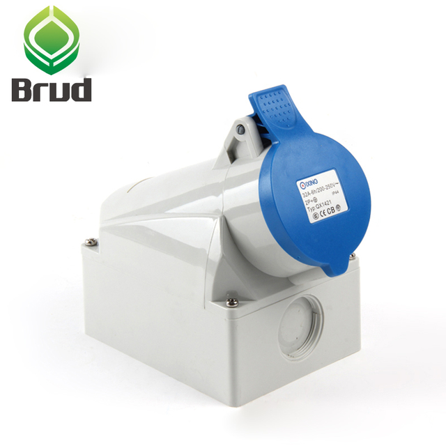 QX1421 Best Selling 32A 3P 6H 230V Blue IP44 CEE/IEC 60309-2 Industrial Wall Surface Mounted Socket PA6 Material