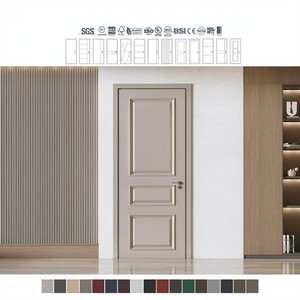 Puertas de Madera para Habitaciones de Foshan Paint Colors, Puertas Interiores de MDF Clásicas de Lujo en Color Beige, Puerta Interior Decorativa en Color Blanco - Product Image 3