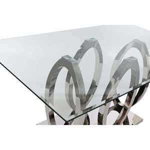 Table à manger en verre trempé et acier 160x90x76cm - Product Image 2