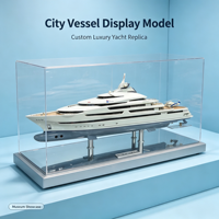 Maquette de yacht de luxe personnalisée avec coque multi-étages blanche et support d'exposition