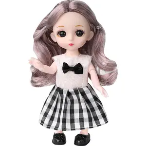 可爱最受欢迎可移动拼接塑料公主娃娃迷你16厘米1/12 Bjd女孩娃娃玩具3d眼妆套装