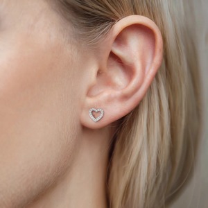 Cut <b>Moissanite</b> Heart Stud <b>Earrings</b> Women Romantic Bridal Wedding Jewelry Sparkling Anniversary Gift 925 Silver Luxury Third - Product Image 4