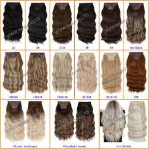 Extension a Clip Lunghe 22 Pollici Pezzo Unico Capelli Mossi Water Wave Parrucca Sintetica Set da Quattro Pezzi 11 Clip Body Wave Marrone Cioccolato per Capelli da Donna - Product Image 6