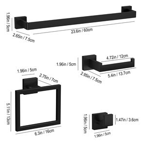 10-Pieces <strong>Black</strong> Bathroom Accessories Set,23.6 Inch <strong>Bath</strong> Towel Bar Set SUS 304 Stainless Steel Bathroom Hardware Set Storage <strong>Rack</strong> - Product Image 3