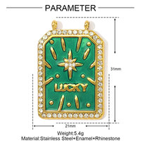 Carte de tarot émail amour étoile lune collier en acier titane bricolage pendentif yeux féminins flamme acier inoxydable pendentifs de mode breloques