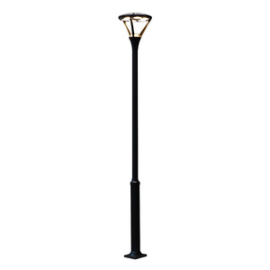 Lampadaire LED d'extérieur pour jardin, poteau métallique, abat-jour en verre, blanc neutre 2700K, IP66, résistant aux intempéries, capteur de mouvement, alimentation solaire - Product Image 3