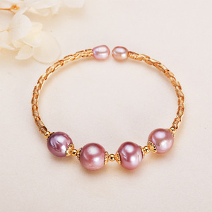 Pulsera de Hilo Trenzado con Baño de Oro sobre Cobre, Hecha a Mano en Zhuji Danshui, Estilo Abierto y Moderno, para Mujer, Venta al por Mayor - Product Image 2