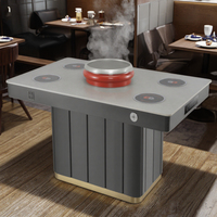 Ensemble de table à manger en marbre pour buffet coréen pour marmite et barbecue Shabu Shabu avec grill pour restaurant
