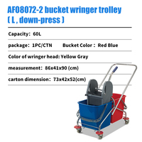 Ember pel lantai 60L, merah biru, kapasitas besar, Pel, pembersih, tipe tekanan tangan, truk pemeras air canggih, hotel, komersial