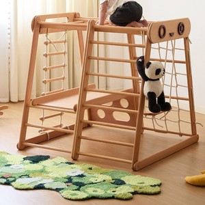 Structure d'escalade en bois pour enfants de 4 à 6 ans, forme de dessin animé, structure de jeu intérieure, jouet unisexe - Product Image 1