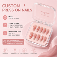 24 faux ongles courts rouge cerise pailletés à presser, luxe léger et chic, amovibles, couvrance totale, pour femmes, kit de manucure