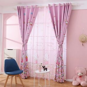 XinLan cartone animato gatto rosa poliestere tende oscuranti ragazze camera da letto bambini casa soggiorno tenda finestra Hotel scuola - Product Image 2