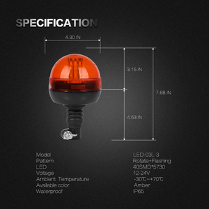 <span class=keywords><strong>Feux</strong></span> de signalisation à LED ambre clignotants, rotatifs, 12V, 40 LED, accessoire pour camion <span class=keywords><strong>agricole</strong></span>, <span class=keywords><strong>tracteur</strong></span> - Product Image 3
