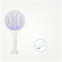 Raquette anti-moustiques électrique rechargeable avec poignée pliable, alimentée par batterie, pour le contrôle des moustiques -P