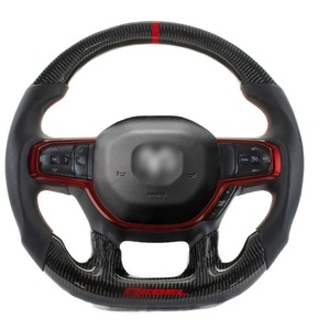 Restauration du volant en fibre de carbone pour RAM Pickup <span class=keywords><strong>2023</strong></span> pour RAM 1500 et véhicules tout-terrain, accessoire de pièce automobile - Product Image 2