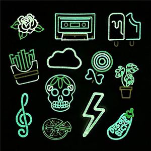 Custom Concise Style Iron on Embroidered Night Glow Skull Flower Music Note Lighting Patches Applique - Product Image 3
