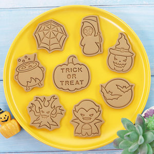 8 emporte-pièces d'Halloween en plastique, moule à pression, tampon, moule Calavera, outils de décoration pour la pâtisserie, la cuisine et les fêtes - Product Image 2