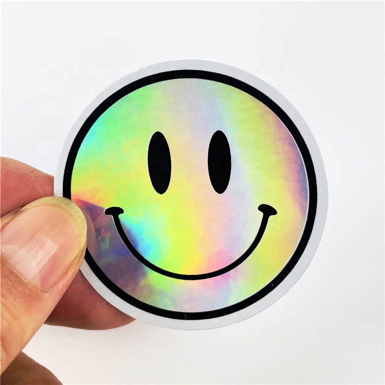 Customized Print Logo Dye Cut Vinyl Shiny Rainbow Pearlescent Stickers Holographic Hologram Labels