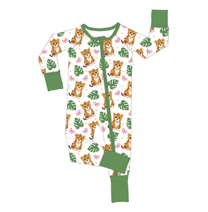 Pyjamas en bambou personnalisés unisexes pour couple, grandes tailles, motif floral, respirants, anti-rétrécissement, ensembles de vêtements de nuit et de détente pour filles - Product Image 1